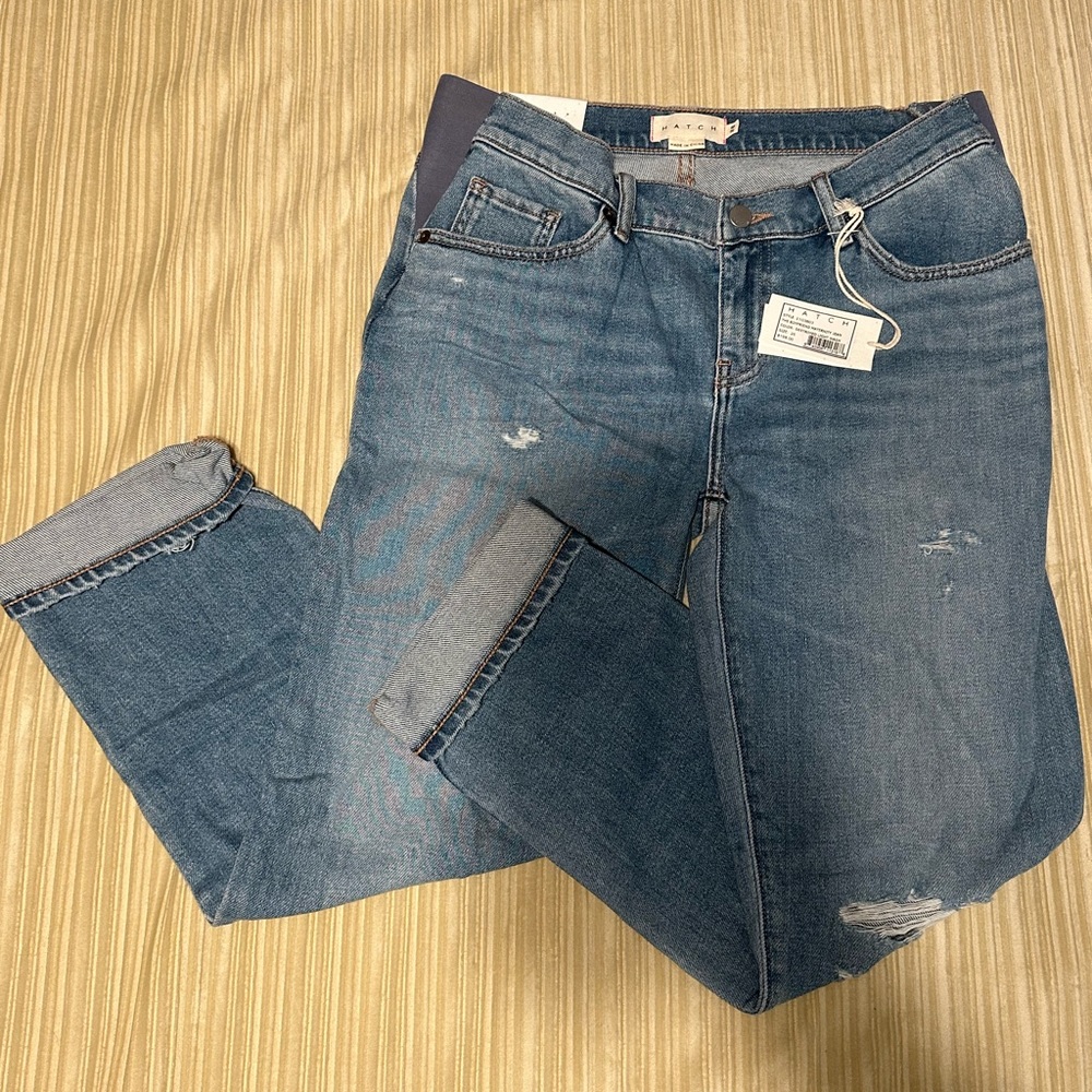 Hatch Maternity Boyfriend Jeans Destroyed Light Wash